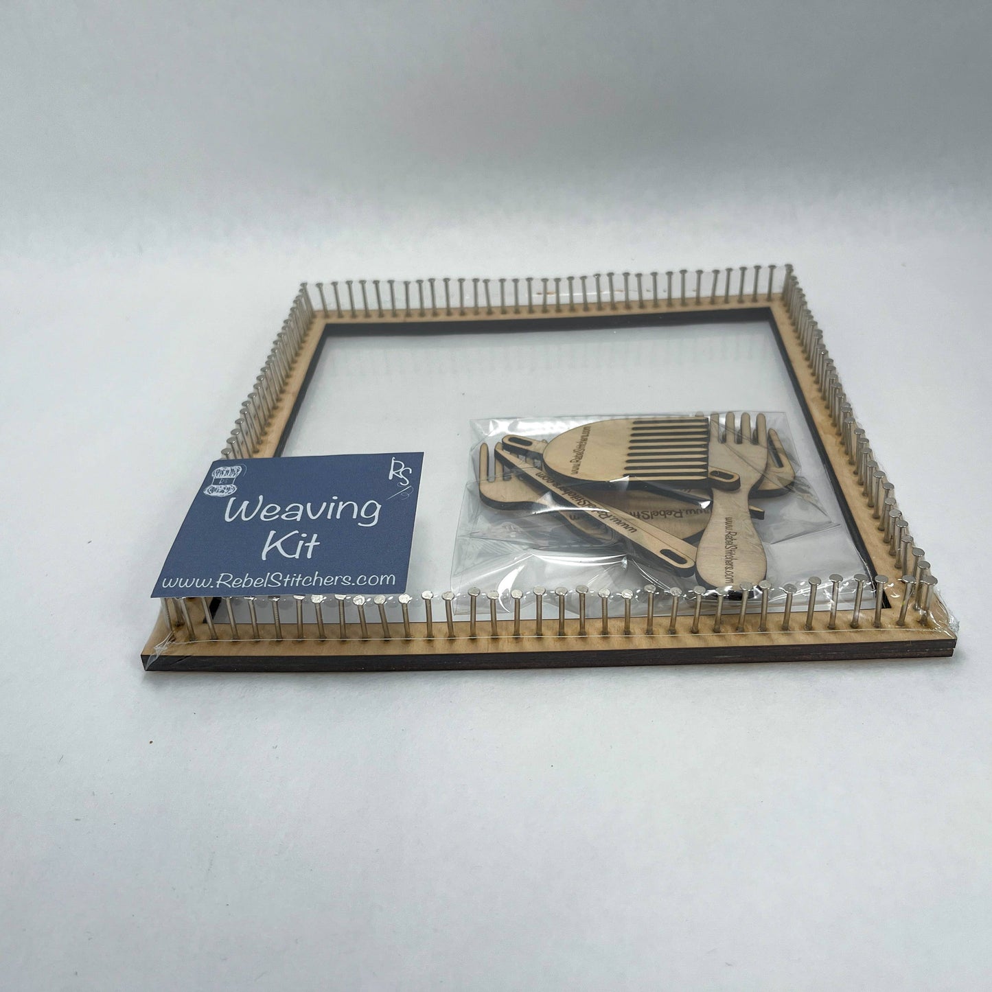 Small Handmade Square Pin Loom Kit - Compact, Portable Loom