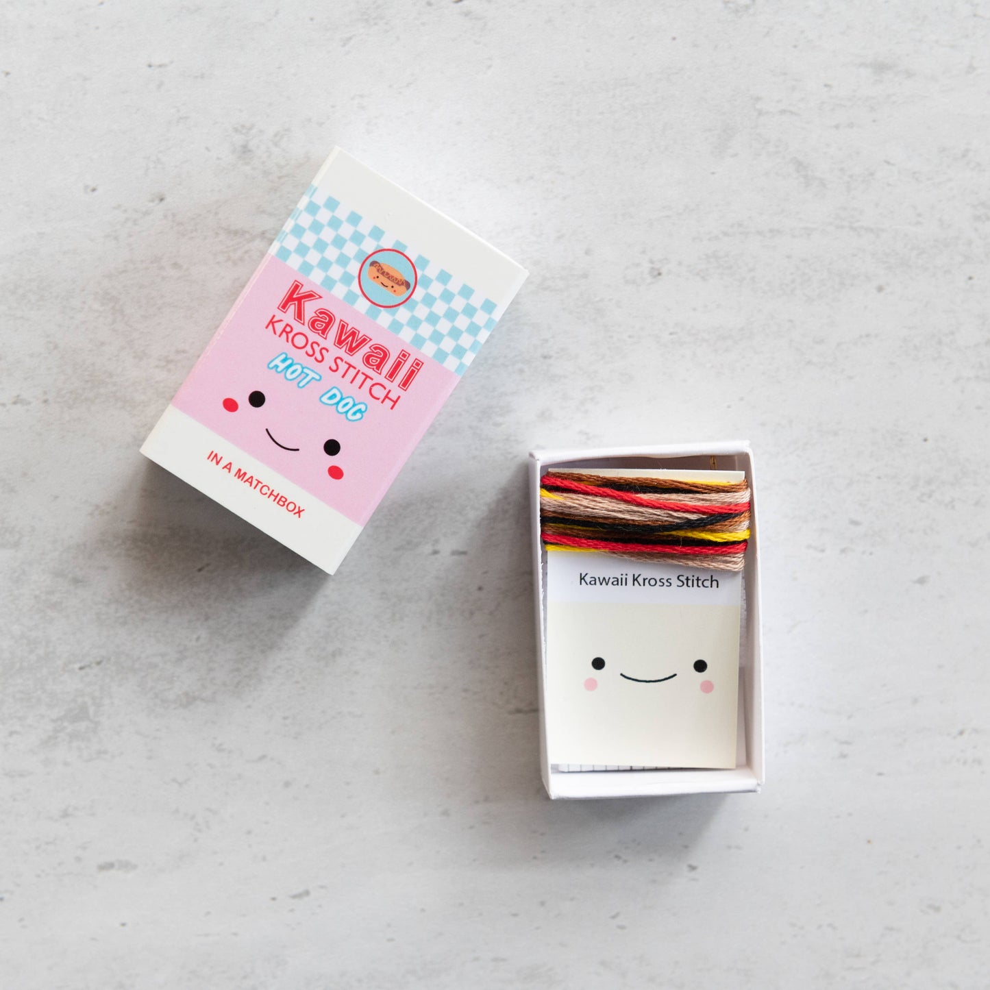 Kawaii Mini Hot Dog Cross Stitch Kit In A Matchbox
