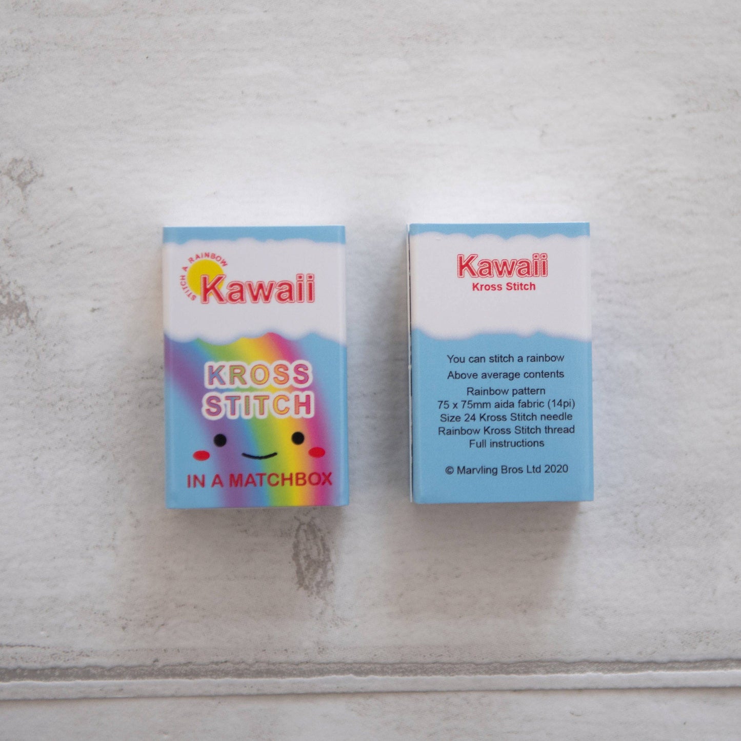 Kawaii Rainbow Cloud Mini Cross Stitch Kit In A Matchbox