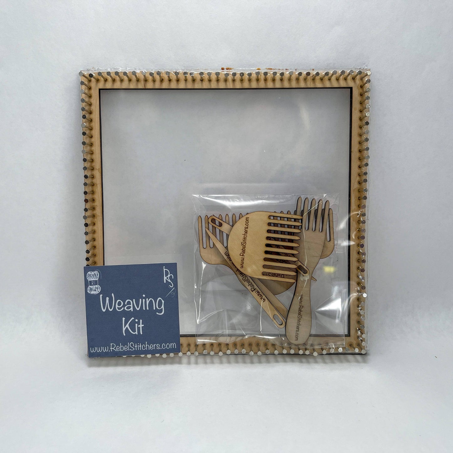 Small Handmade Square Pin Loom Kit - Compact, Portable Loom