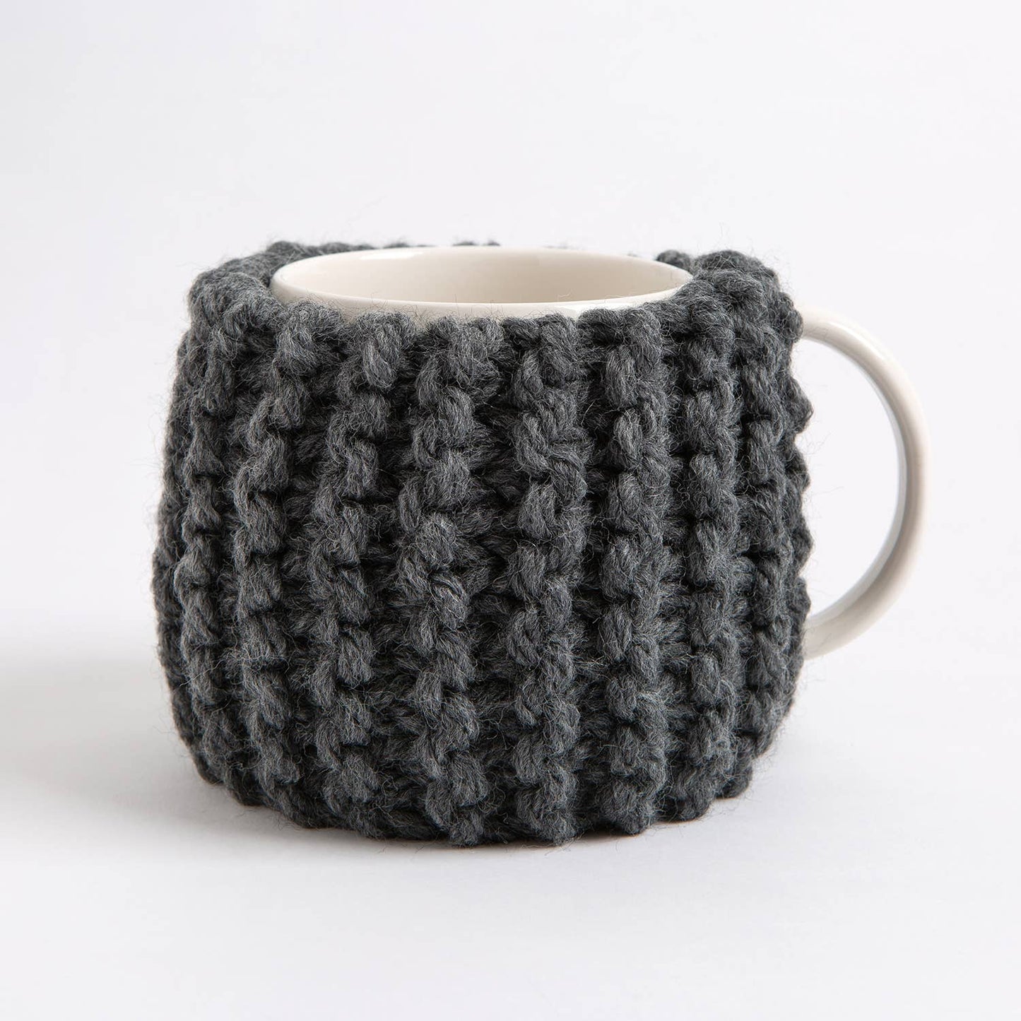 Beginner Cup Cosy Knitting Kit: Silver Grey