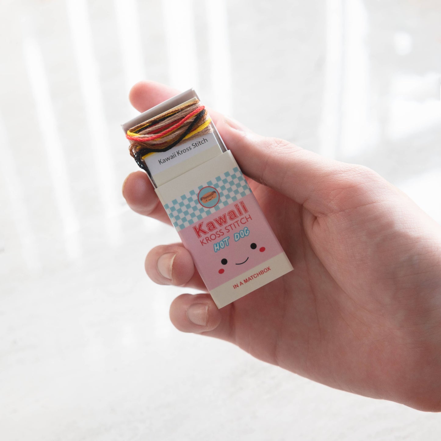 Kawaii Mini Hot Dog Cross Stitch Kit In A Matchbox