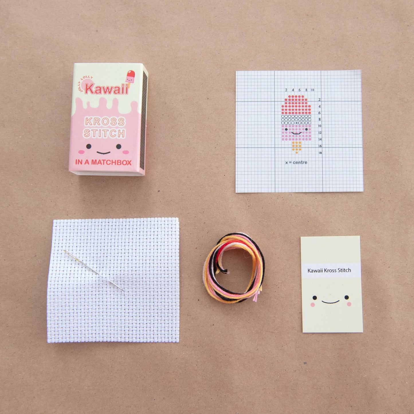 Kawaii Ice Lolly Mini Cross Stitch Kit In A Matchbox