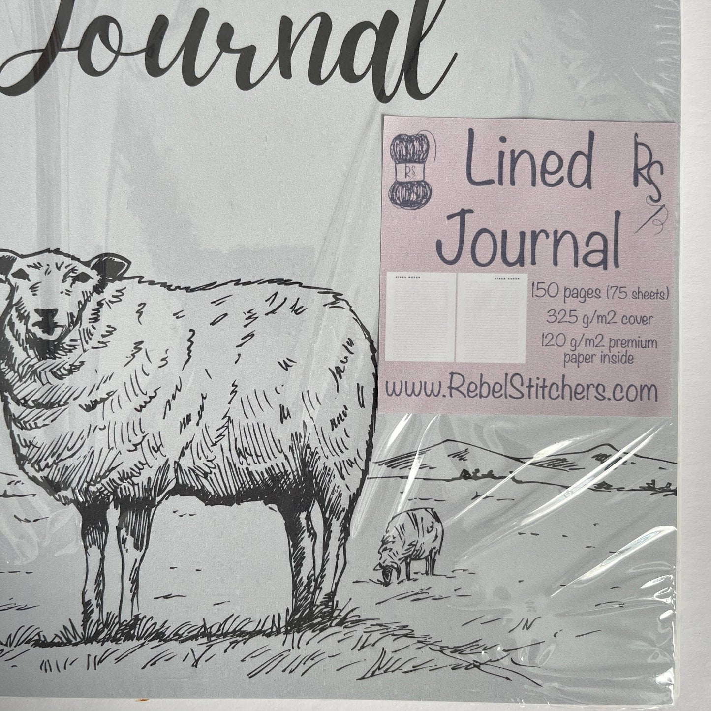 Handmade Fiber Arts Spiral Bound Journal Sheep Illustration