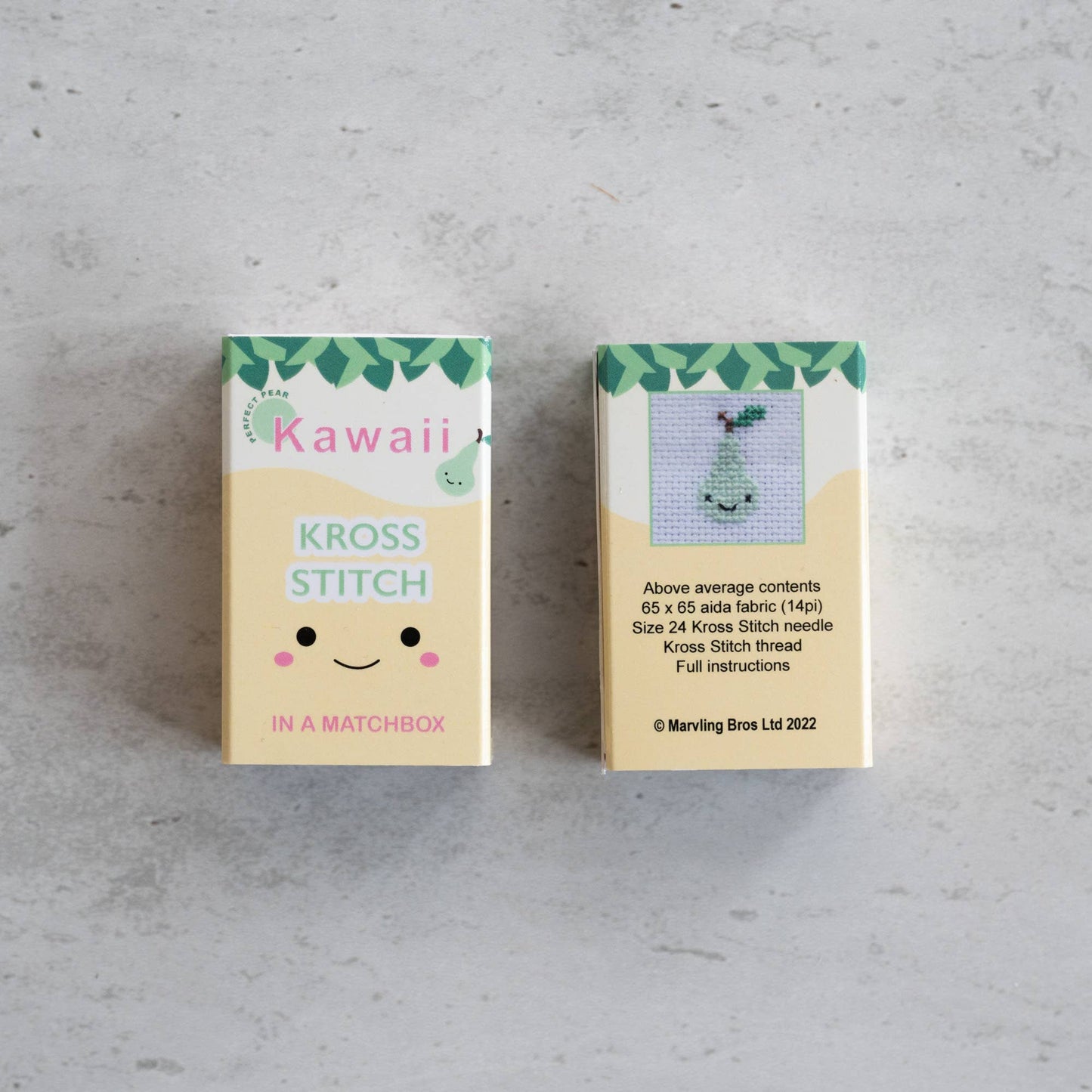 Kawaii Pear Mini Cross Stitch Kit In A Matchbox