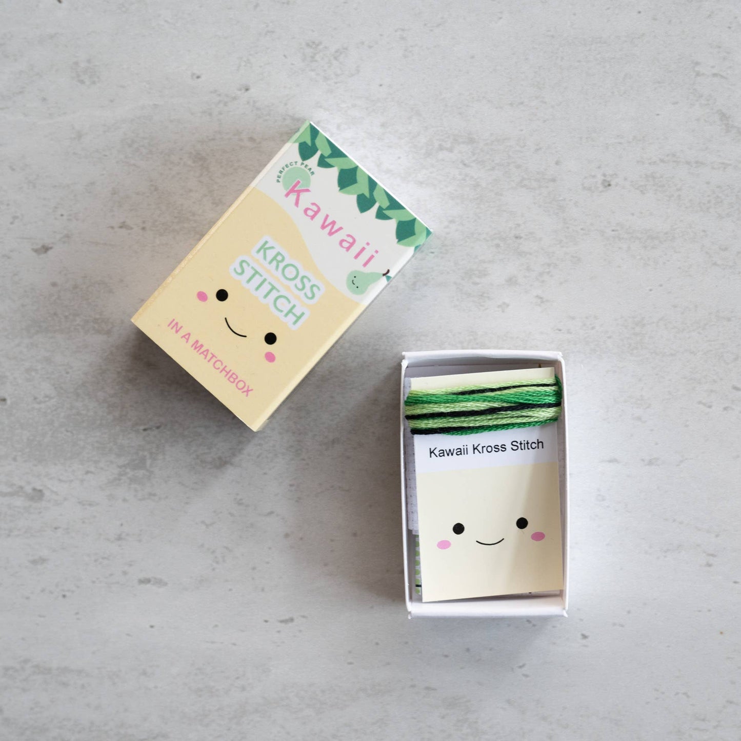 Kawaii Pear Mini Cross Stitch Kit In A Matchbox