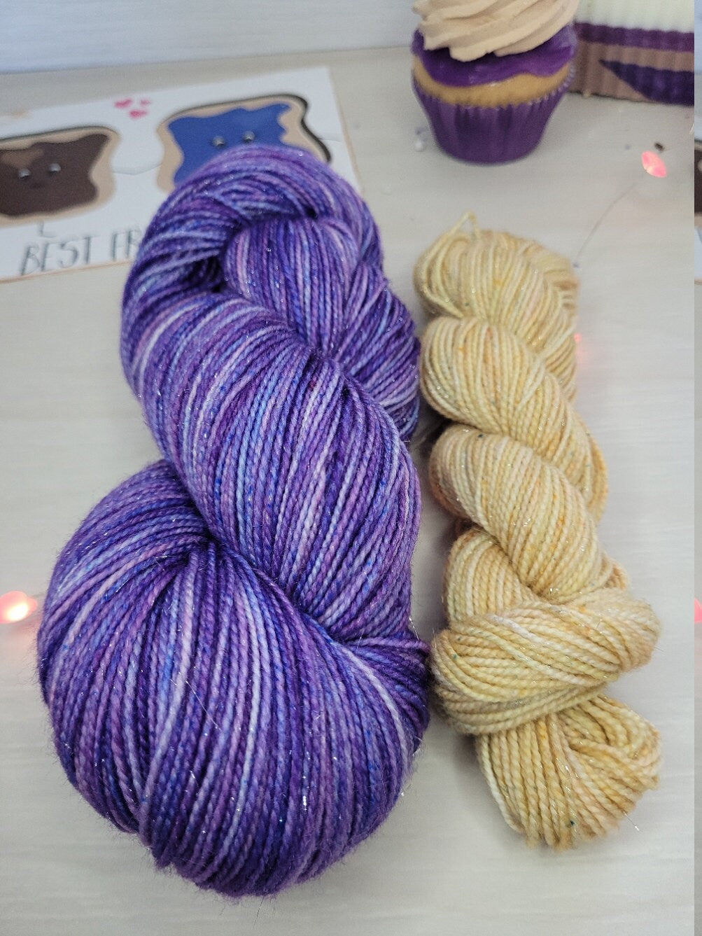 Peanut Butter and Grape Jelly, Sock Set, Glitter Sock, Fingering Weight, Sock Yarn, Shawl Yarn, Socks