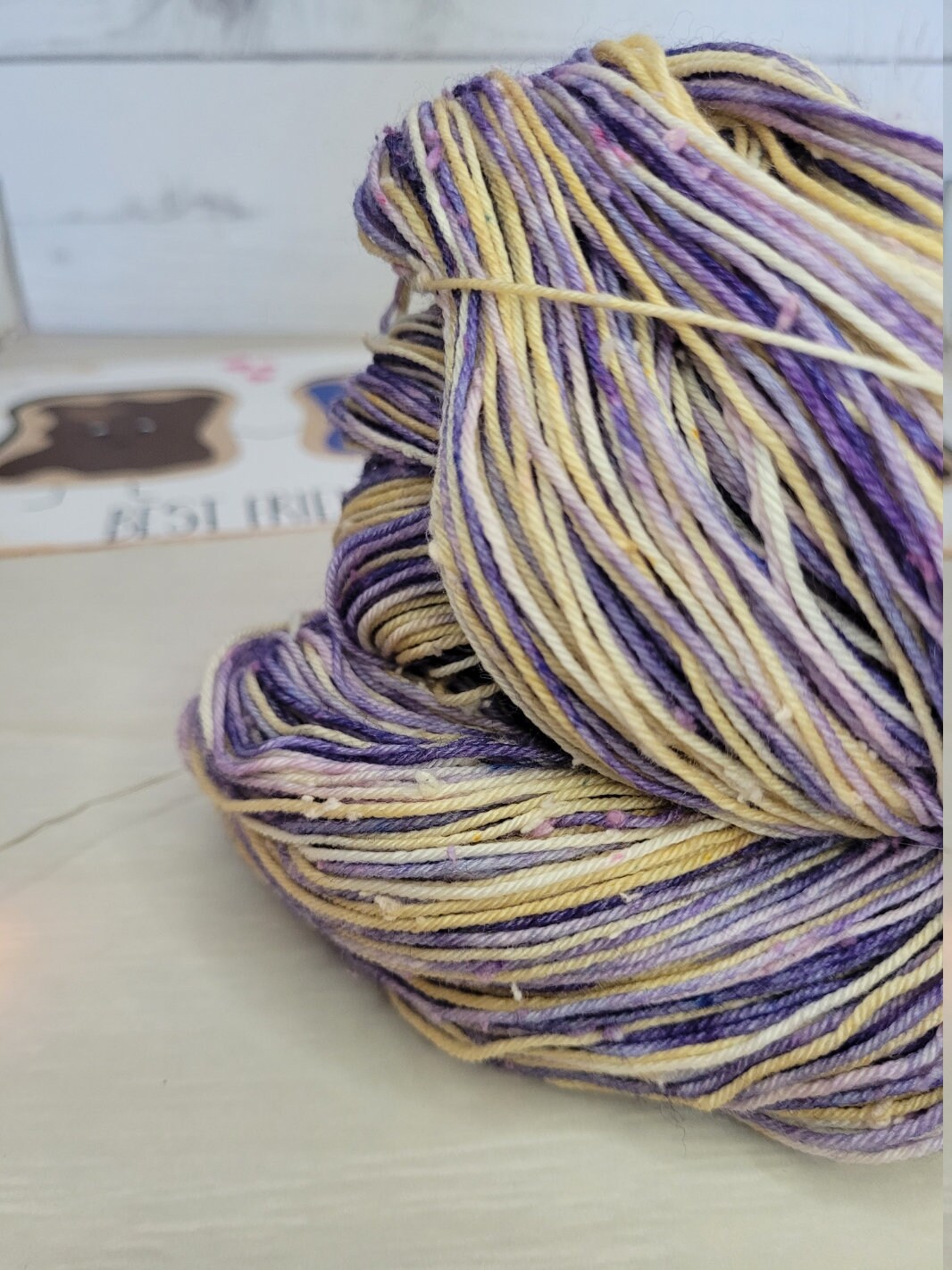 Peanut Butter and Grape Jelly, White Tweed, Sock, Wool, White Nep, Sock Yarn, Shawl Yarn