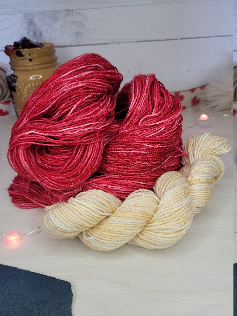 Peanut Butter and Strawberry Jelly, Sock Set, Glitter Sock, Mini Skein, Full Skein, Sparkle Sock, Wool