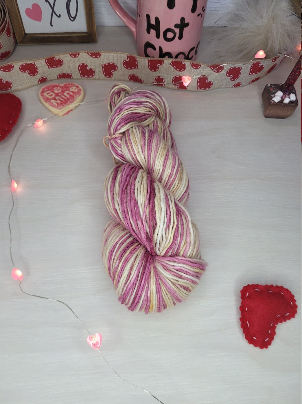 Champagne and Lipstick, Marshmallow DK, Double Knit, Yarn, Valentine's Day, Beige, Pink, Mauve, Gift