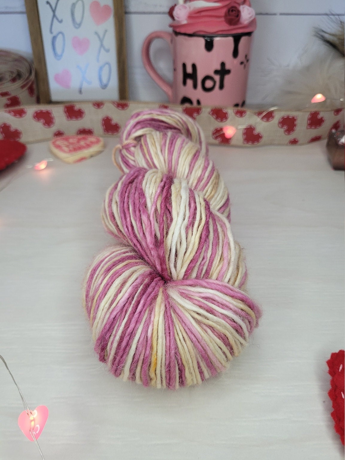 Champagne and Lipstick, Marshmallow DK, Double Knit, Yarn, Valentine's Day, Beige, Pink, Mauve, Gift