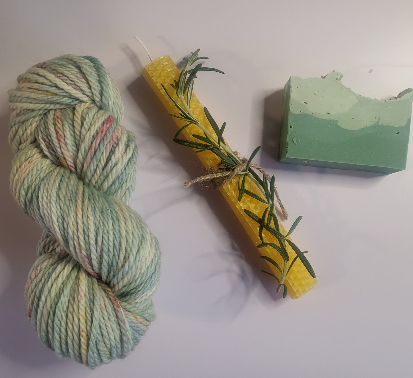 Taurus Gift Box Hand Dyed Yarn Hand Poured Soap Hand Rolled Candle