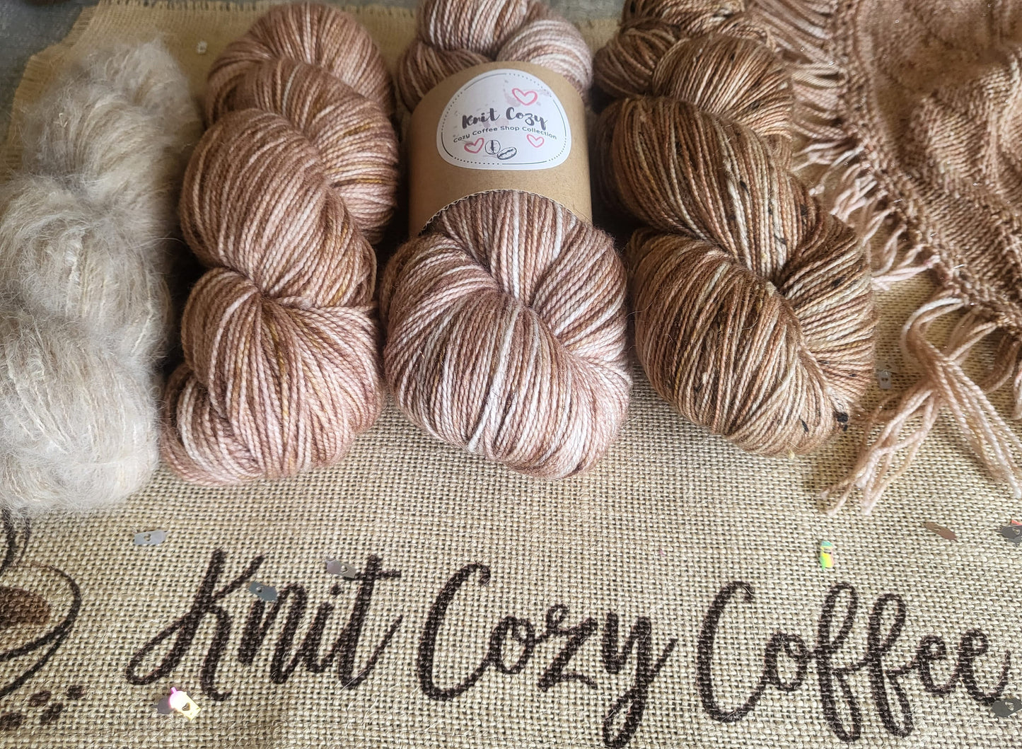 Iced Latte Hand Dyed Yarn Knit Cozy Coffee Shop Collection