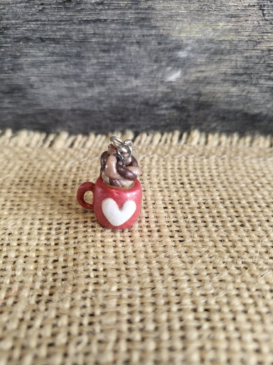 White Heart Red Valentine's Mug lobster clasp stitch marker