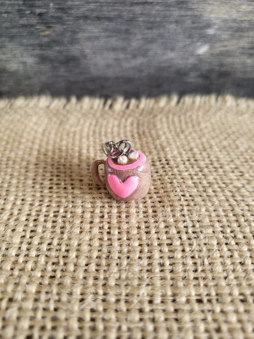 Pink Heart Marshmallow Valentine's Mug lobster clasp stitch marker