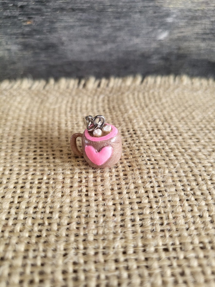 Pink Heart Marshmallow Valentine's Mug lobster clasp stitch marker