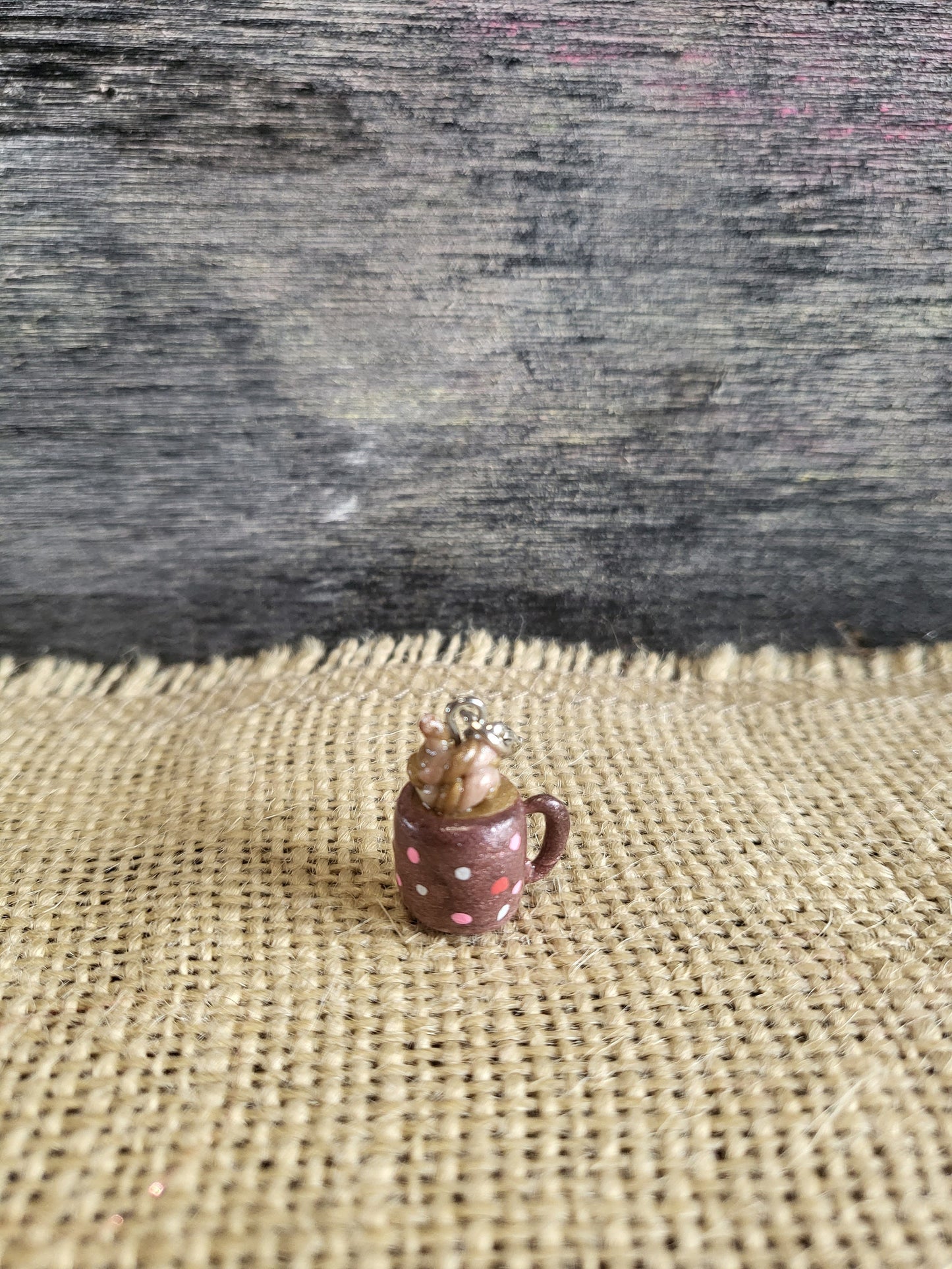 Polkadot Valentine's Mug lobster clasp stitch marker