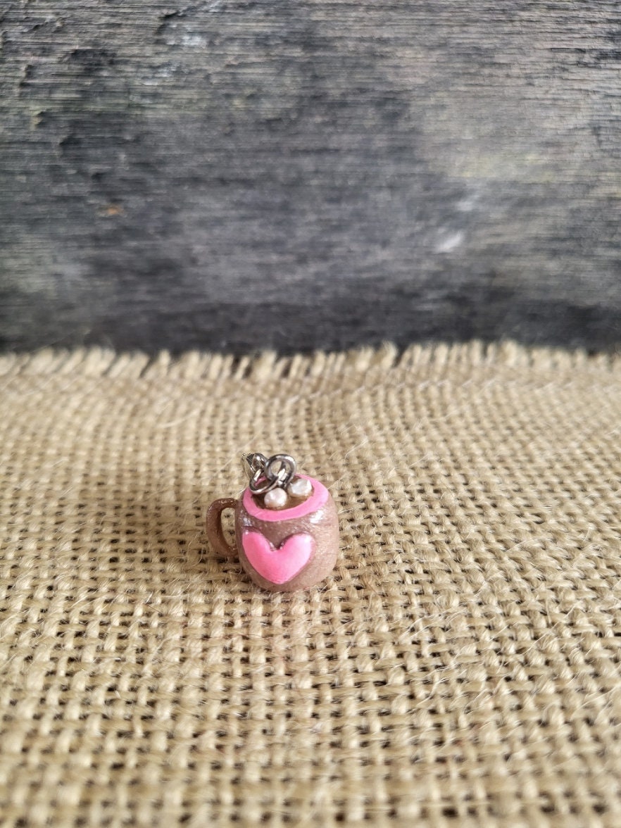 Pink Heart Marshmallow Valentine's Mug lobster clasp stitch marker