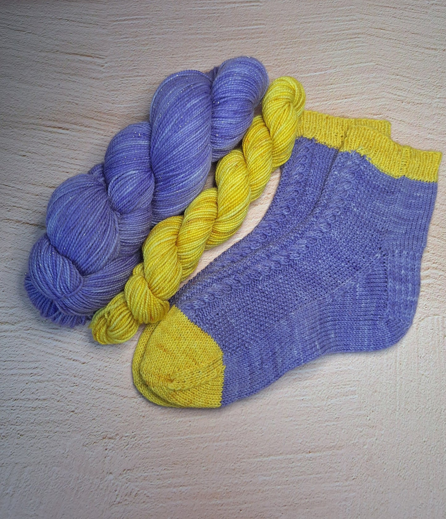 The Apartment Friends inspired purple and yellow or purple, yellow, and blue sock set blending kit