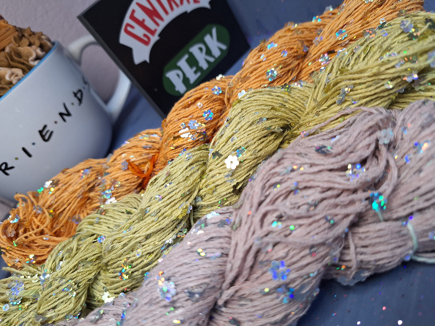 Central Perk Cozy Cotton Flowers hand dyed yarn set