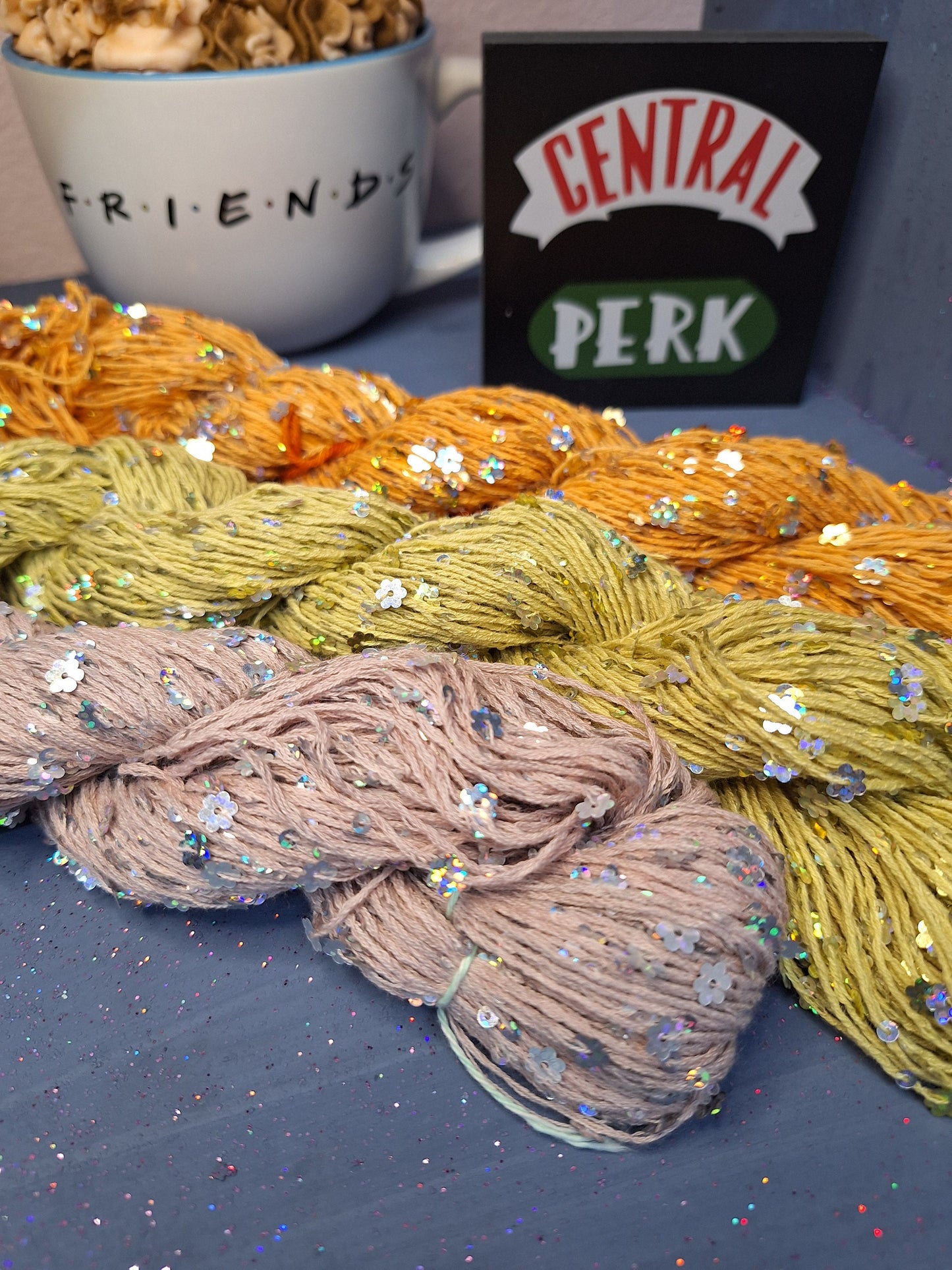 Central Perk Cozy Cotton Flowers hand dyed yarn set
