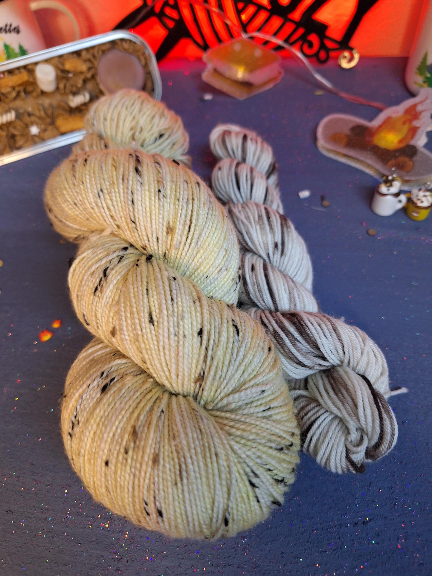 S'mores Sock set fingering weight s'mores inspired hand dyed yarn