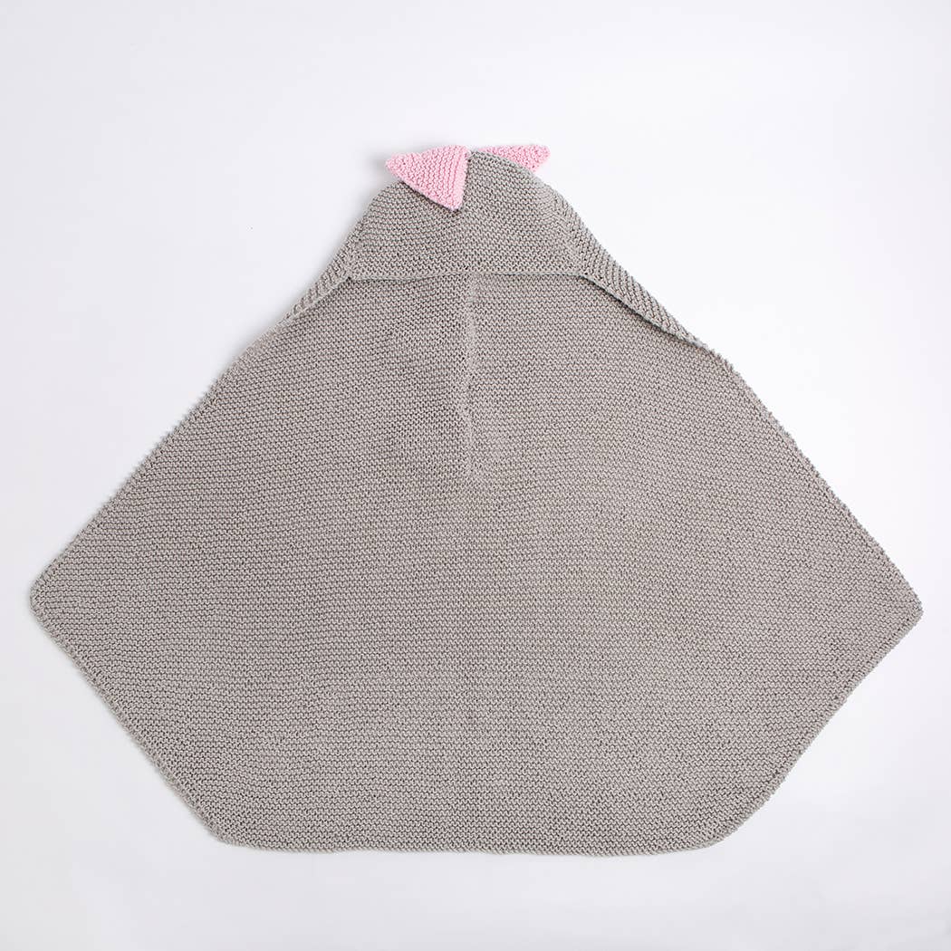 Baby Dinosaur Hooded Blanket Easy Knitting Kit: Light Grey
