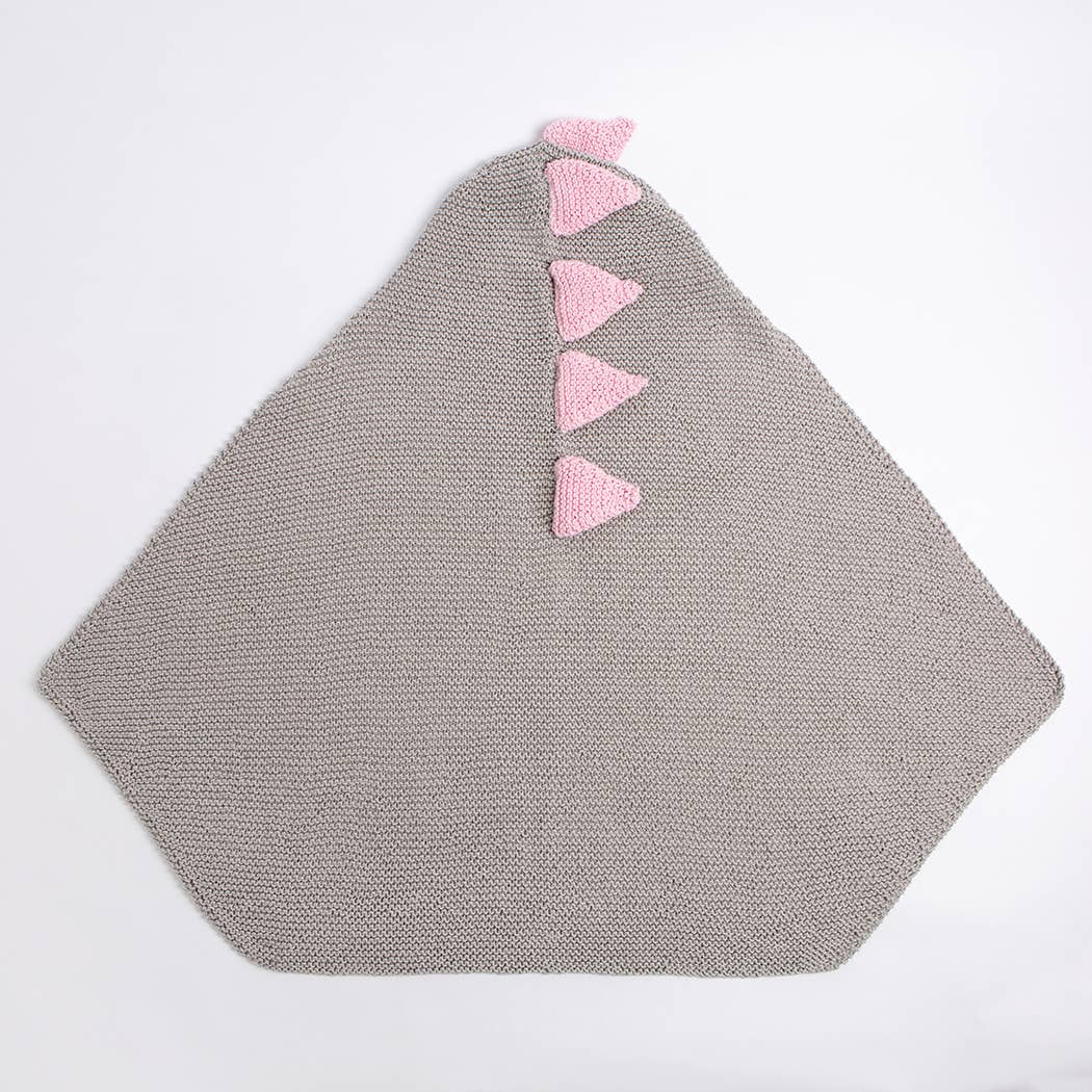 Baby Dinosaur Hooded Blanket Easy Knitting Kit: Light Grey
