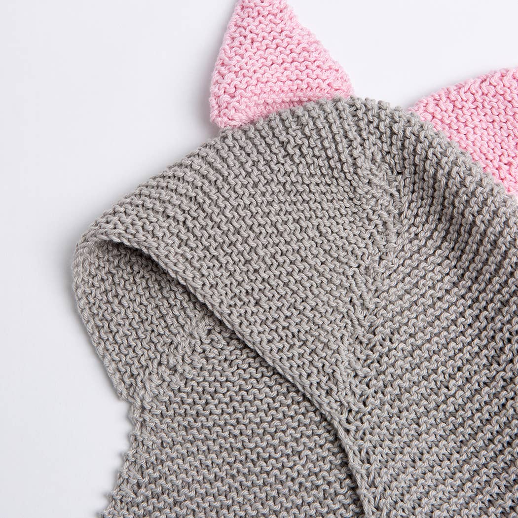 Baby Dinosaur Hooded Blanket Easy Knitting Kit: Light Grey