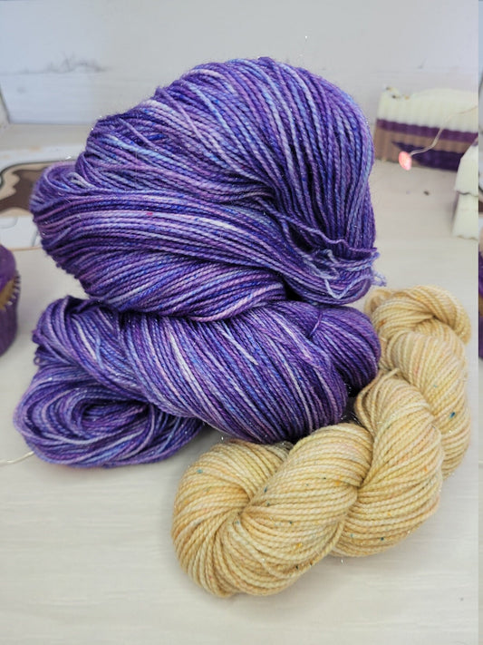 Peanut Butter and Grape Jelly, Sock Set, Glitter Sock, Fingering Weight, Sock Yarn, Shawl Yarn, Socks