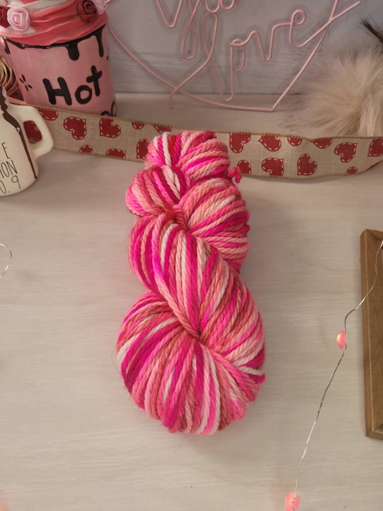 Hugs and Kisses, Bulky Weight, Pink, White, Hot Pink, Bulky Yarn, Bulky Weight, Valentine's Day, Yarn