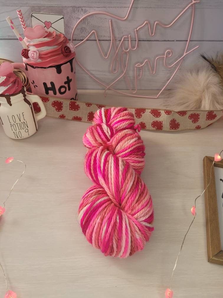 Hugs and Kisses, Bulky Weight, Pink, White, Hot Pink, Bulky Yarn, Bulky Weight, Valentine's Day, Yarn