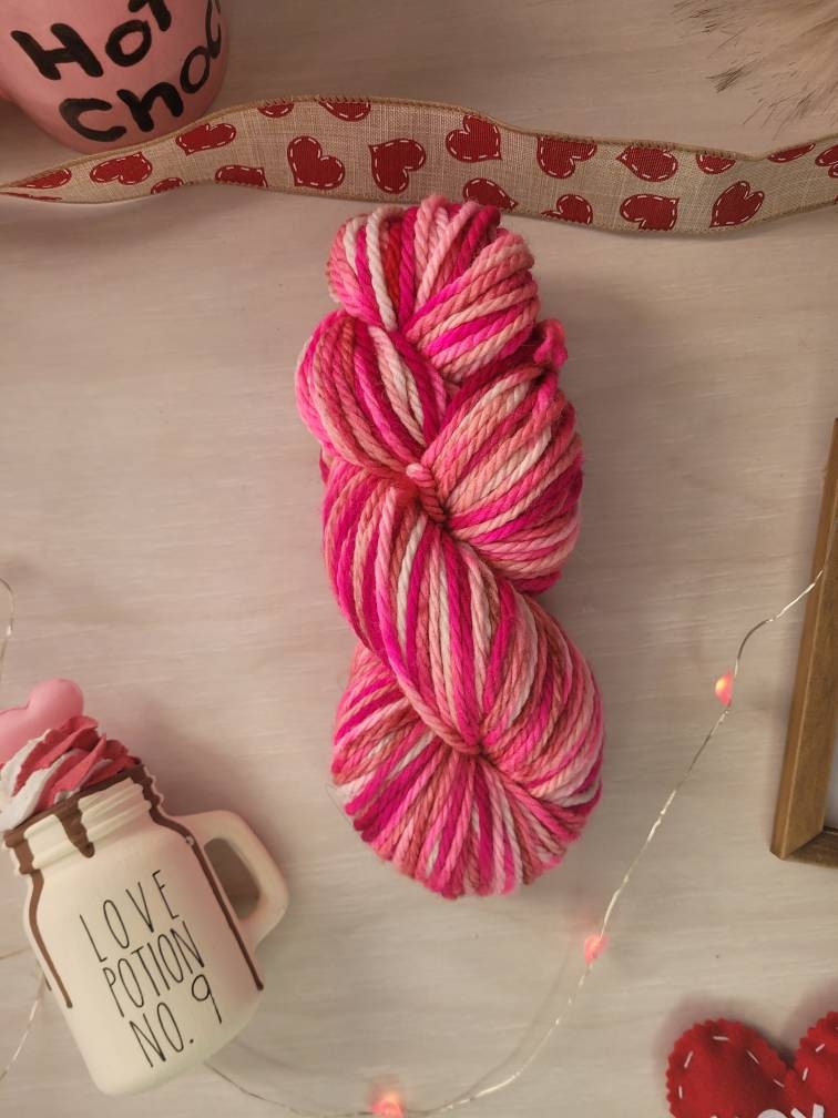 Hugs and Kisses, Bulky Weight, Pink, White, Hot Pink, Bulky Yarn, Bulky Weight, Valentine's Day, Yarn