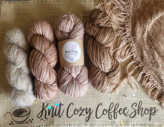 Iced Latte Hand Dyed Yarn Knit Cozy Coffee Shop Collection