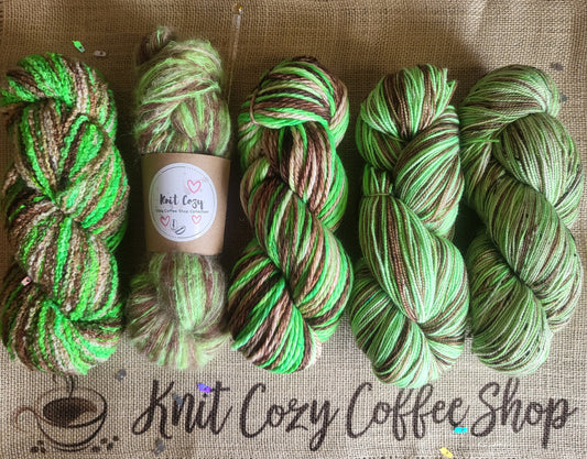 Mint Chip Frappuccino Hand Dyed Yarn Knit Cozy Coffee Shop Collection