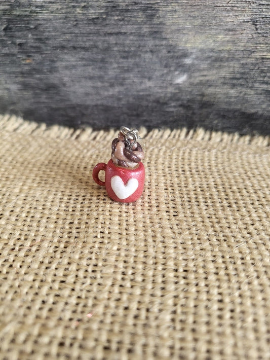White Heart Red Valentine's Mug lobster clasp stitch marker