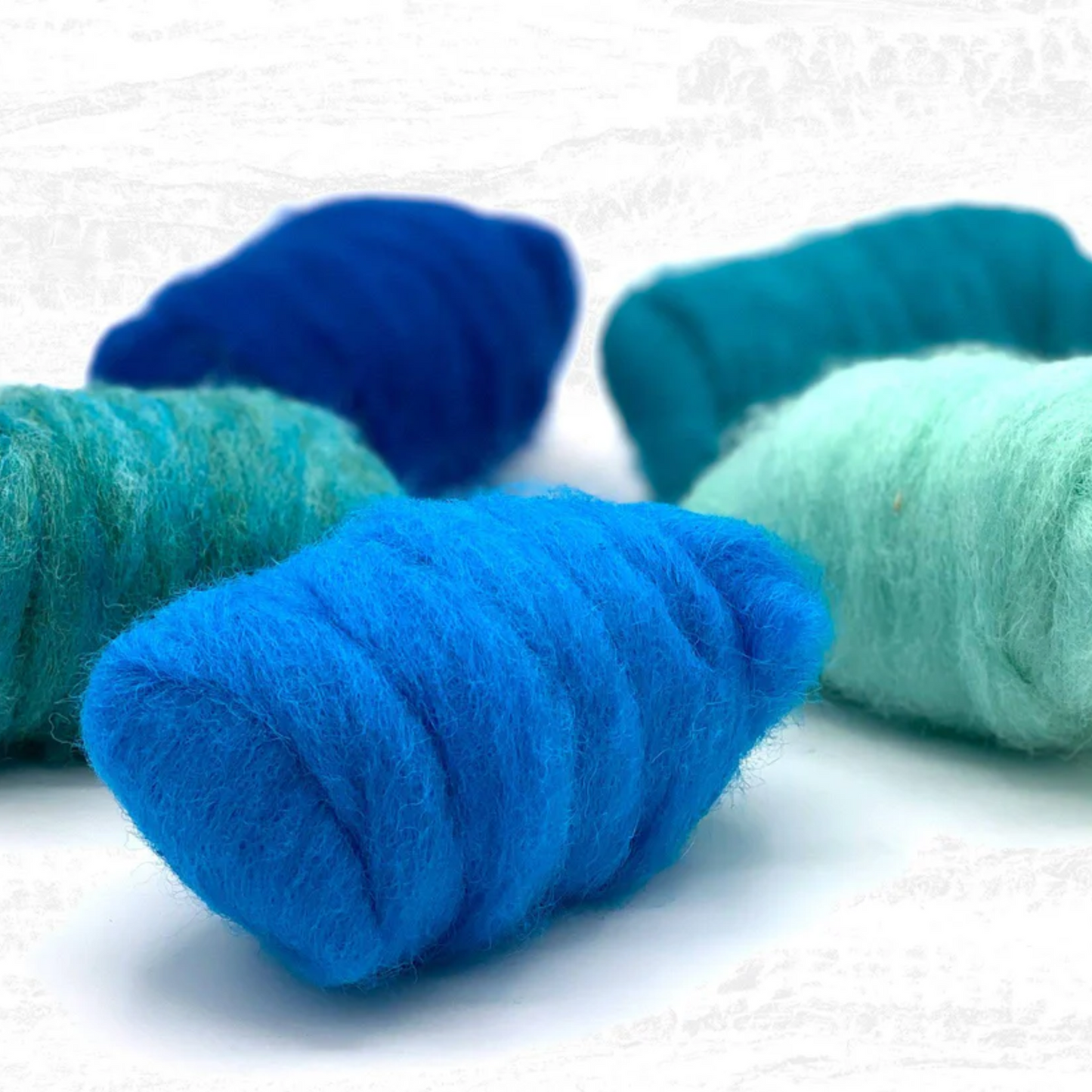Deep Sea Carded Corriedale Wool Sliver Variety Pack