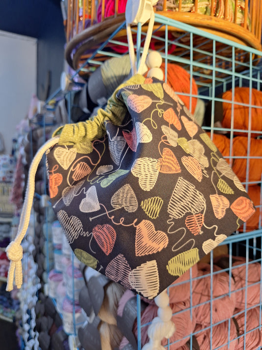 Yarn Heart Drawstring Bag