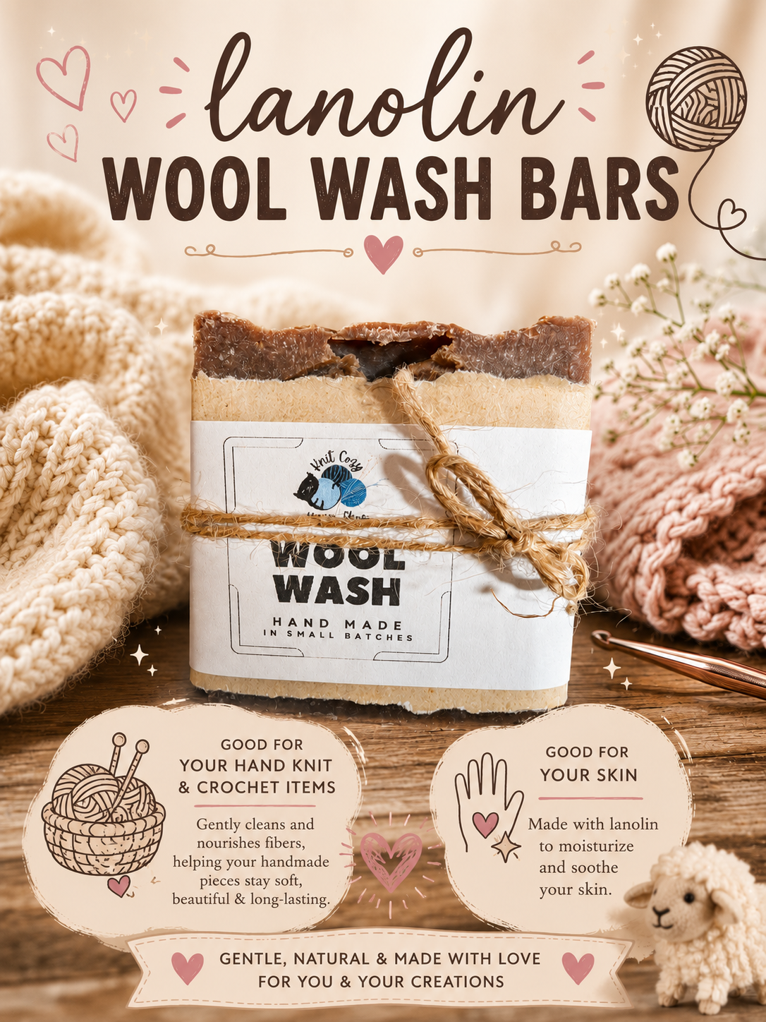 Knit Cozy Lanolin Wool Wash Bar